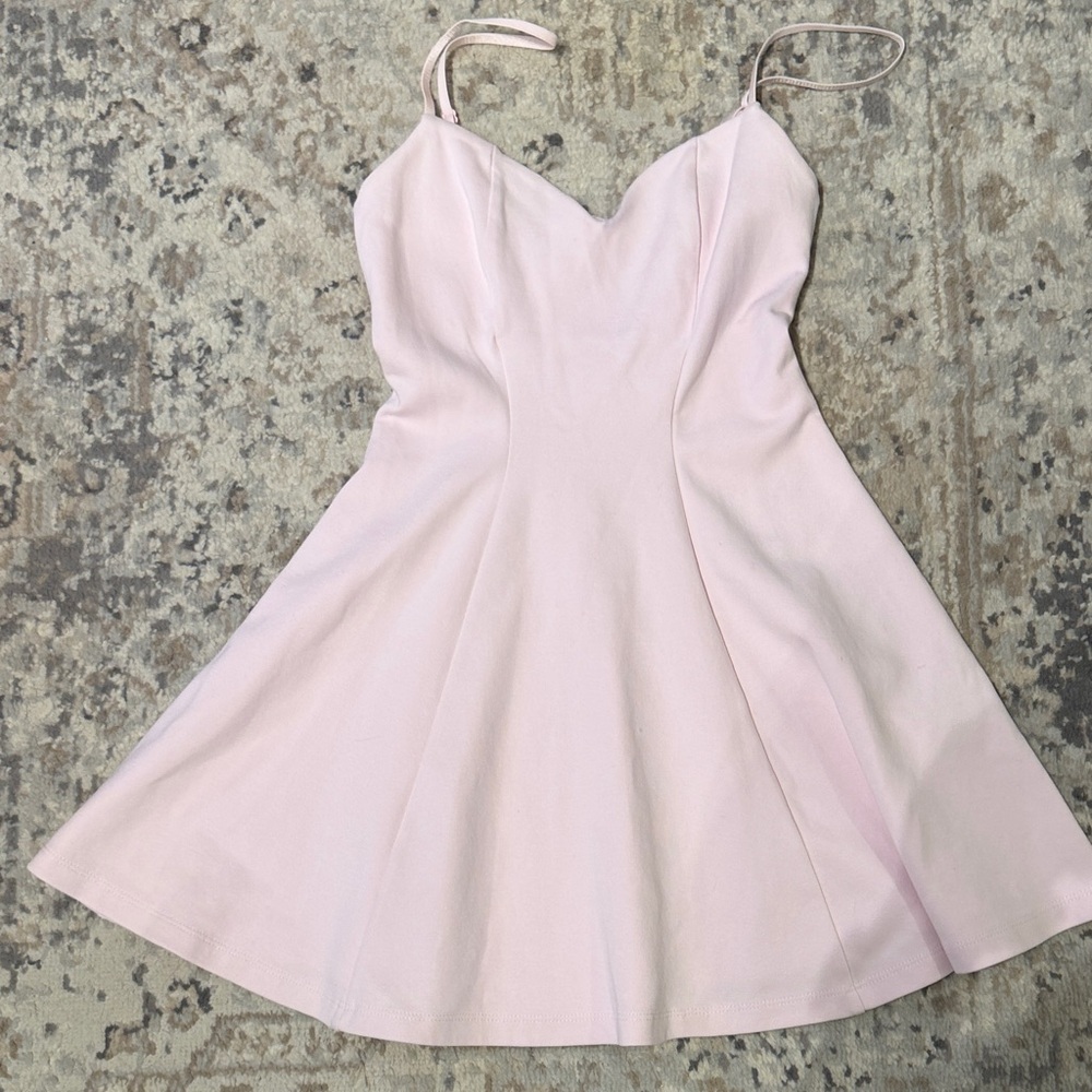 Zara Pale Pink Spaghetti-Strap Fit & Flare Mini Dress